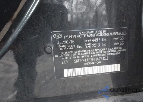 2017 Hyundai Sonata из США, поврежденный, VIN 5NPE24AF2HH474153